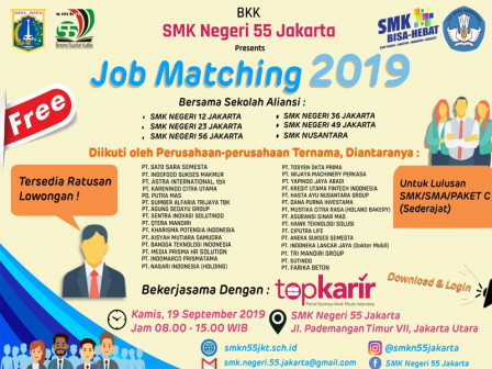 30 Perusahaan akan Berpartisipasi di Job Matching SMKN 55