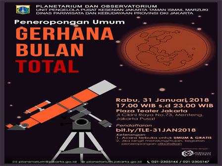  Nonton bareng Gerhana Bulan Total gratis di TIM 31 Januari mendatang 