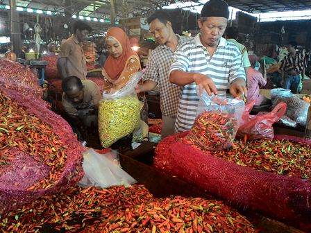 Harga Cabe di Pasar Induk Kramat Jati Menurun