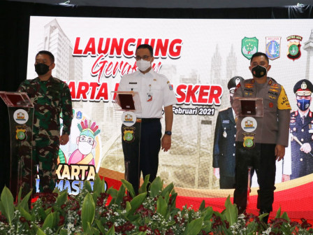 Launching Logo Gerakan Jakarta Bermasker, Gubernur Anies Apresiasi Polda Metro Jaya Cegah COVID-19 