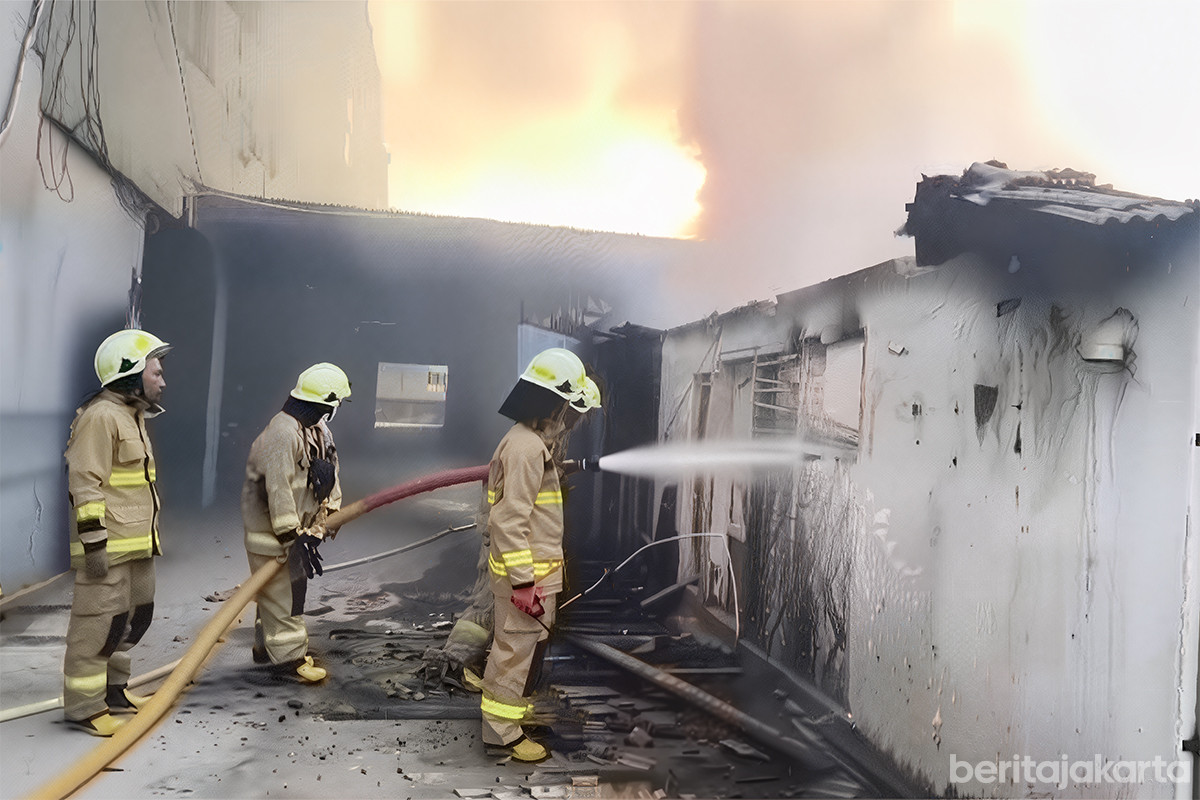Pemadaman kebakaran gudang di Rawa Buaya