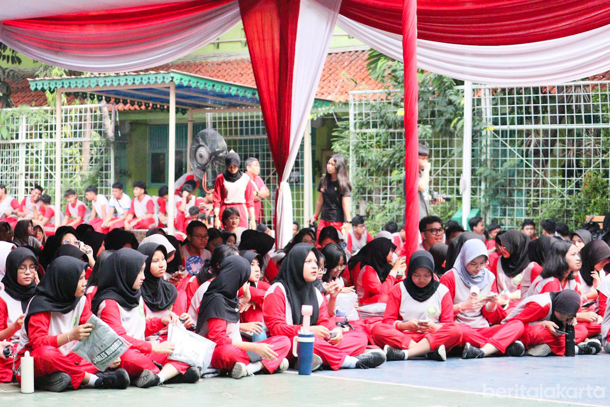 Pelajar SMAN 72 Jakarta saat mengikuti kegiatan Germas