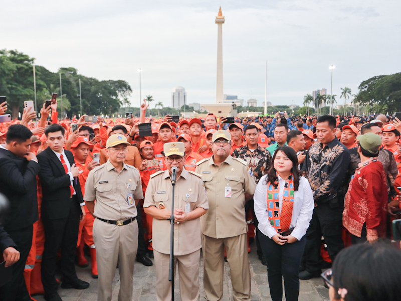 Pramono Ucapkan Terima Kasih Kepada Pasukan Pelang di Apel Siaga Bersama