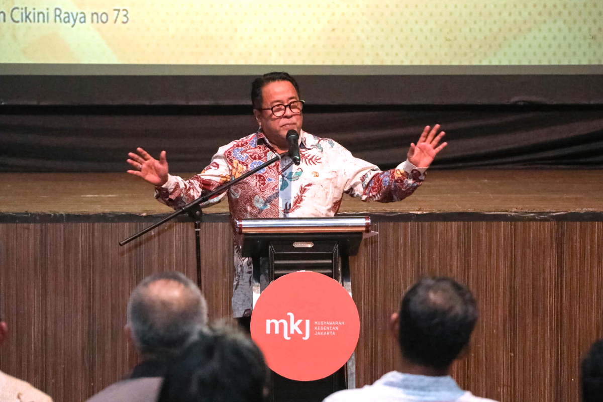 Rano Karno memberi sambutan dan membuka Musyawarah Kesenian Jakarta tahun 2025