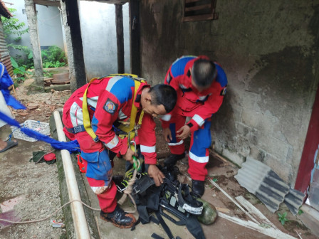 Gulkarmat Jaktim Evakuasi Kucing Tercebur Sumur di Pondok Rangon