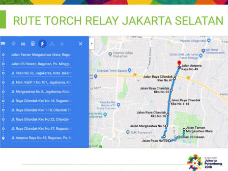 Ini Rute Torch Relay Asian Games di Jaksel