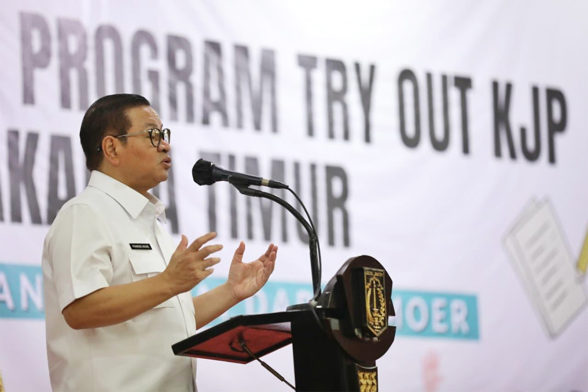 Pramono saat peluncuran program try out siswa penerima KJP kelas XII di wilayah Jakarta Timur