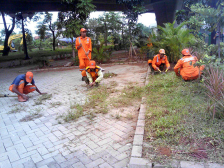 Taman Plumpang di Jl Yos Sudarso Dibersihkan PPSU