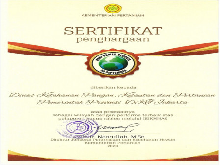 Bebas Rabies, DKI Terima Penghargaan Dari Kementerian Pertanian