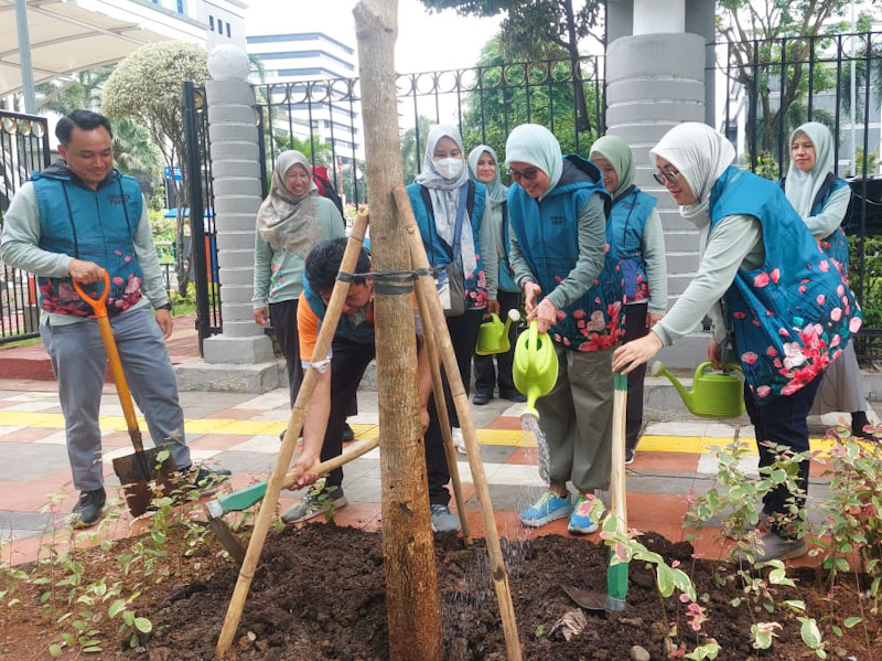 Pemkot Jakpus Tanam 27 Pohon Tabebuya di Jalan Senen Raya 