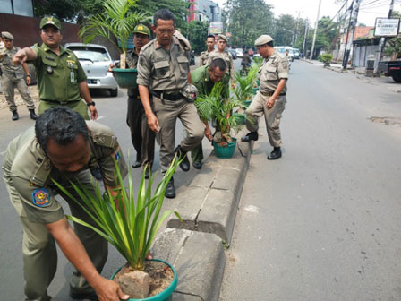 Cegah TPS Liar, Separator Jl Raya Kebayoran Lama Dipasang Pot