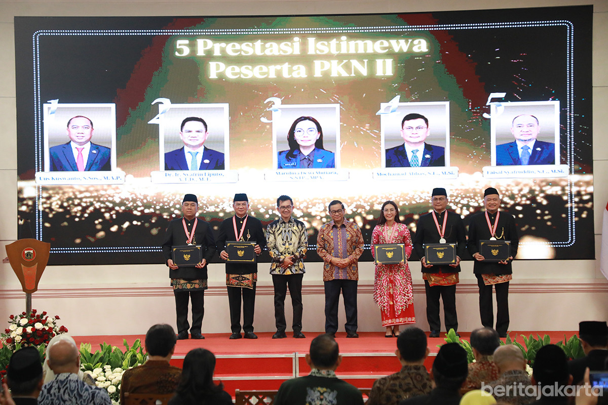 Pramono saat menutup Pelatihan Kepemimpinan Nasional (PKN) Tingkat II Angkatan VII Tahun 2025
