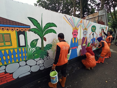 PPSU Tata Tembok di Jalan Manunggal Dengan Buat Mural
