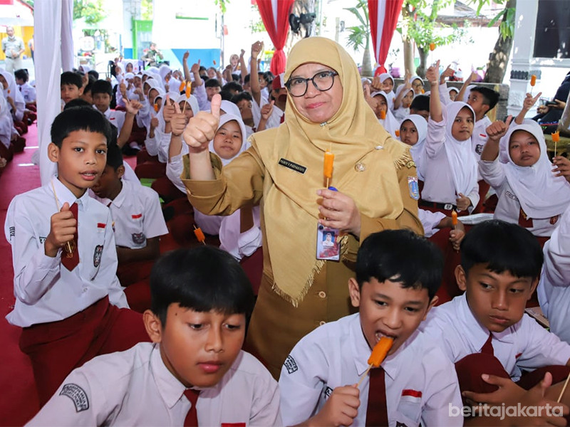Siswa-siswi SDN Harapan Mulya I antusias Ikuti kampanye Gemarikan