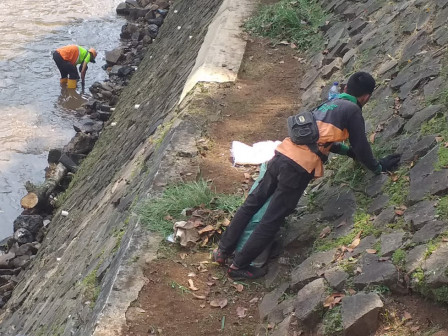 UPK Badan Air Bersihkan Sampah di Kali Baru Barat 