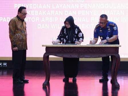 Dinas Gulkarmat Kerja sama Layanan Penanggulangan Kebakaran di Kantor ANRI