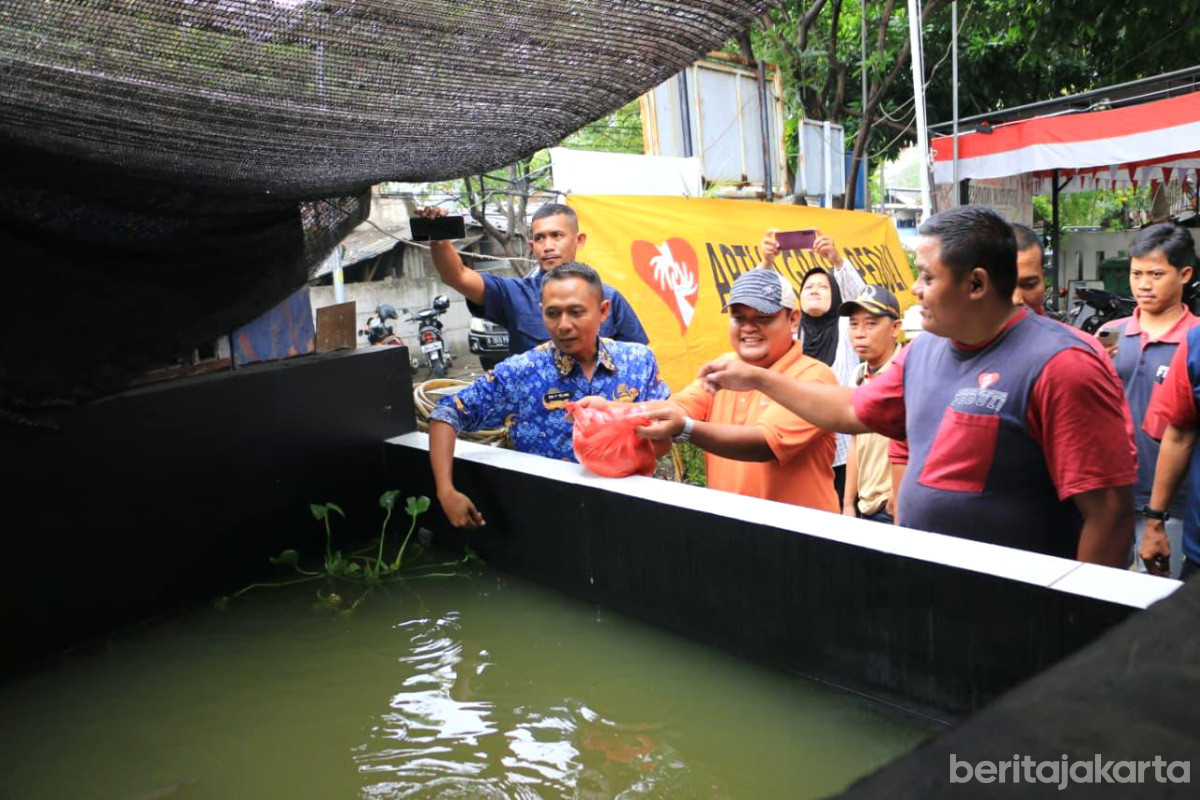 Warga Sunter Jaya Terima Bantuan Kolam Ikan Lele 