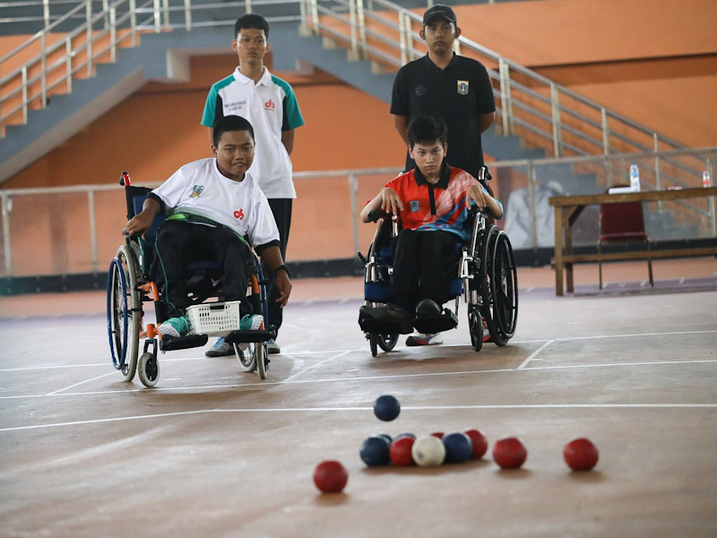 Atlet cabor boccia di Pekan Olahraga Penyandang Disabilitas Tingkat Provinsi DKI Jakarta