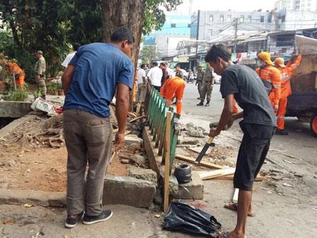  Taman di Jalan Raya Benhil Diperbaiki dan Dipagar 