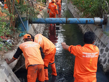  Ratusan Kilogram Sampah Diangkut Dari Saluran Kelapa Gading Putih Raya