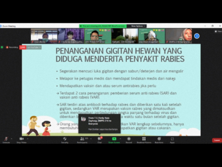 Dinas KPKP - Kementan RI Gelar Webinar Mengenal Penyakit Rabies Bagi Siswa SMPN 216 Jakarta