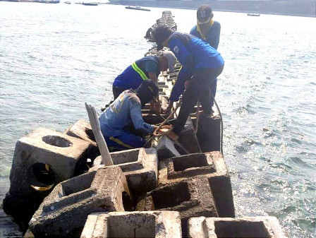 Perbaikan Breakwater di Sisi Timur Pulau Panggang Dikebut