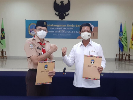 PMI dan Pramuka DKI Tingkat Sinergitas Pelayanan Kemanusiaan di Jakarta