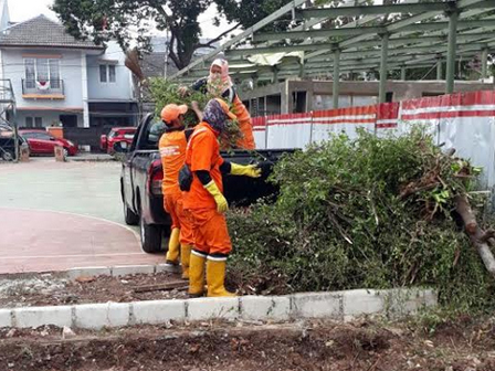 Puluhan Petugas PPSU Tebet Timur Melakukan Giat Pembersihan di Areal Taman Mandala