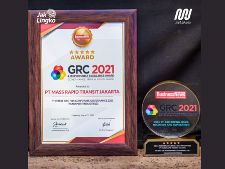 PT MRT Jakarta Sabet Penghargaan di Ajang The Best GRC & Performance Exellence Award 2021