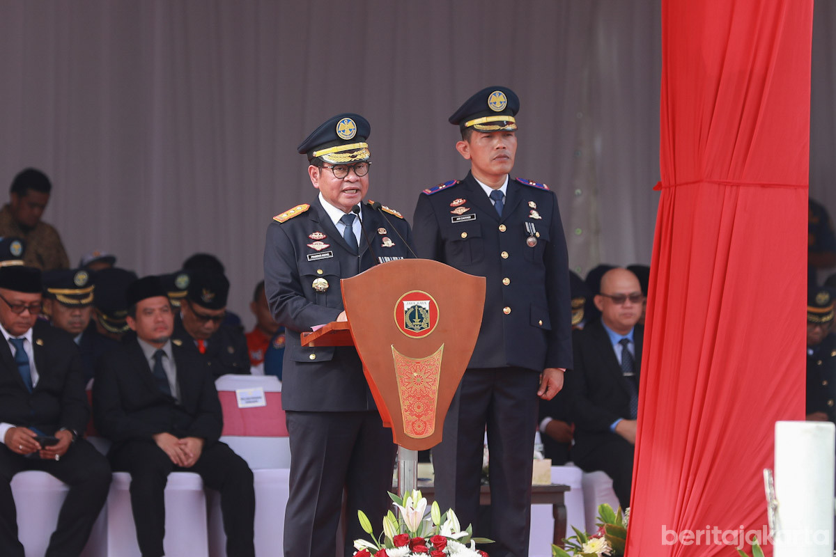 Gubernur DKI Jakarta, Pramono Anung menjadi inspektur upacara pada peringatan Harhubnas