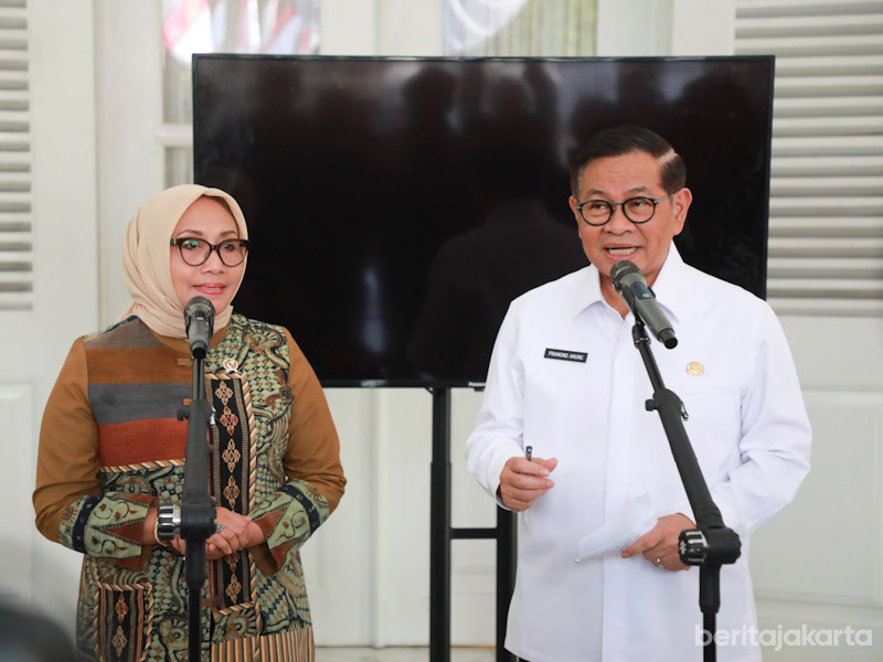 Gubernur DKI Jakarta, Pramono Anung menerima audiensi Menteri PPPA RI, Arifatul Choiri Fauzi