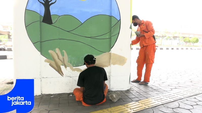 Tiang Tol Wiyoto Wiyono Dipercantik Mural Edukatif 
