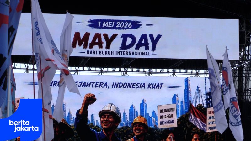 Pramono Hadiri Peringatan Hari Buruh 2026 di Monas